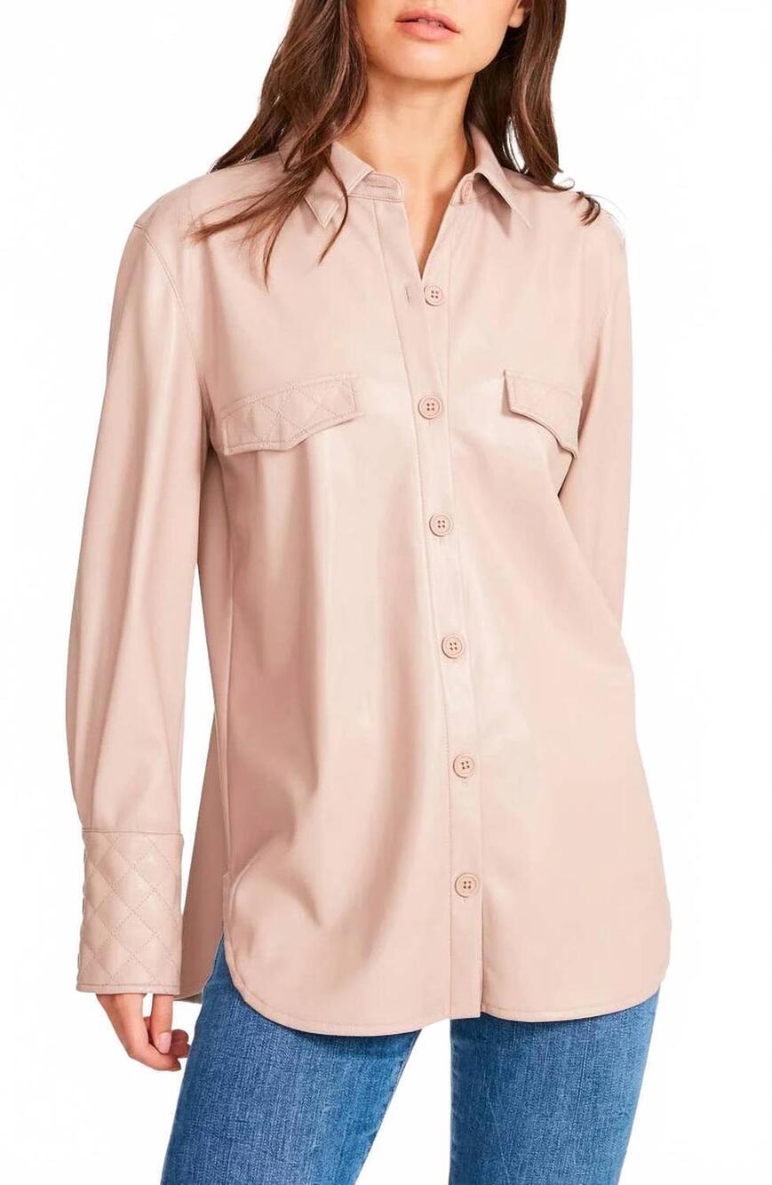 NEW BB DAKOTA ready faux leather top in taupe